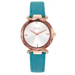 DISU новые модные лаконичные часы женские кварцевые кожа циферблат из розового золота Магнитная для женщин часы повседневное кварцевые