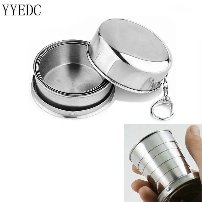 

2016 1Pcs Stainless Steel Folding Cup Travel Tool Kit Survival EDC Gear Outdoor Sports Mug Portable for Camping Hiking Lighter