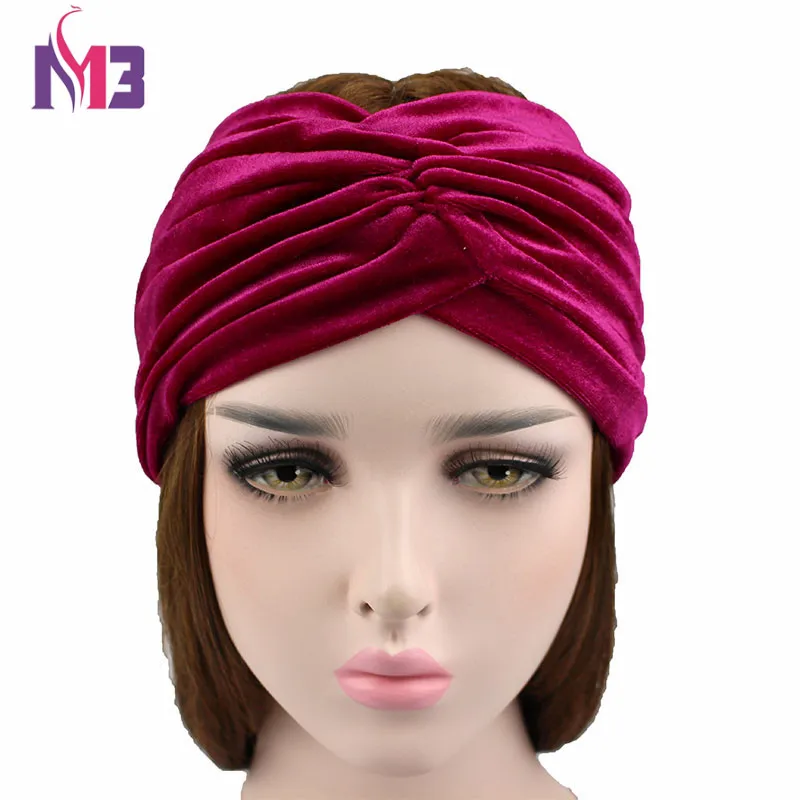 Модная женская повязка на голову, бархатная повязка на голову, эластичная повязка на голову для женщин, женский Эластичный Тюрбан, повязка на голову