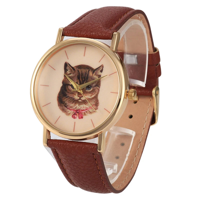 Lovely Cartoon Cat Leather Quartz Analog Watch Casual Ladies Watches Quartz Wristwatch Lovely Cartoon Cat Leather Quartz Analog Watch Casual Ladies Watches Quartz Wristwatch