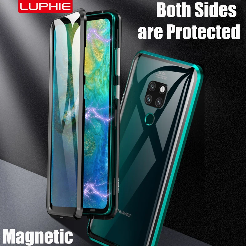 

LUPHIE 360 Degree Full Magnetic Cover For Huawei Mate 20 Pro Phone Case For Huawei Mate 20 Mate20 Luxury Front Back Glass Cover