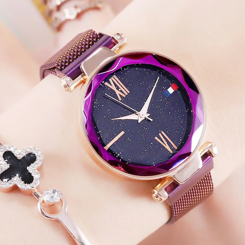 

2018 new fashion women watches Stainless steel braided mesh with magnet quartz waterproof watches top brand luxury reloj mujer