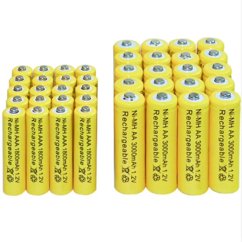 Абсолютно 1,2 V AA 3000mAh+ AAA 1800mAh 1,2 v Ni-MH аккумулятор желтый аккумулятор светодиодный фонарь игрушки RC