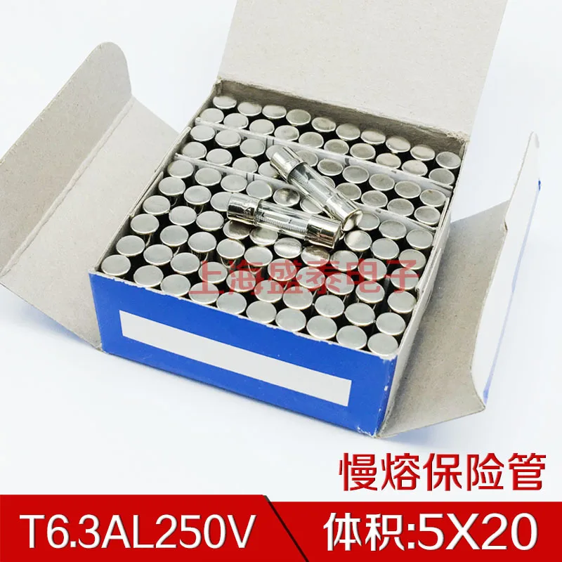 

T6.3AL250V Slow Melt Fuse Tube 5X20MM T6.3A250V T6.3A 250V 1 Box 100 PCS