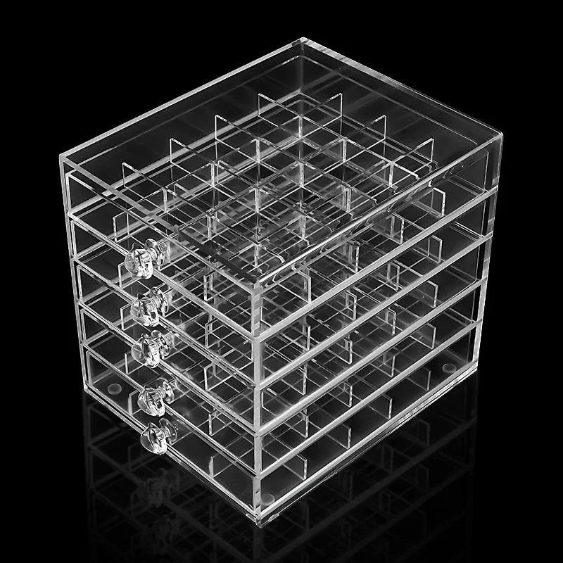

Transparent Nail Art Storage Box 5 Layer 100 Grid Large Capacity Organizer Case for Manicure Tool OA66