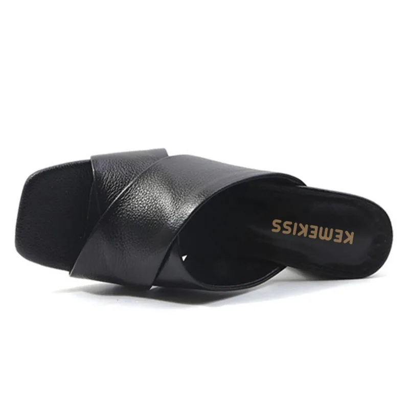 Abierta Beige Concisa Del Calzado Alto 33 Mujeres De Zapatos Cuero Real En Las 43 Tacón Verano Punta Deslizamiento amarillo Sandalias negro Kemekiss Gruesos Tamaño 41RHxnqZwP