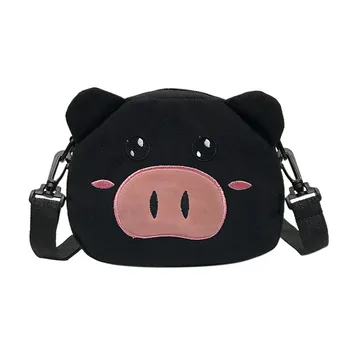 

Female Cute Canvas Bag Pig Shoulder Bag Cartoon Messenger Bag Student Casual Bag womens purses and handbags ladies designer