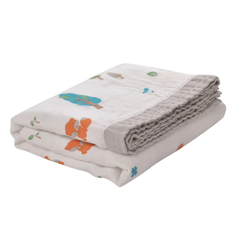 Us 29 59 20 Off 120 160cm Muslin Blankets Babies Swaddling 100 Cotton 3 Layer Animal Printed Newborn Baby Swaddle Wrap Autumn Blanket In