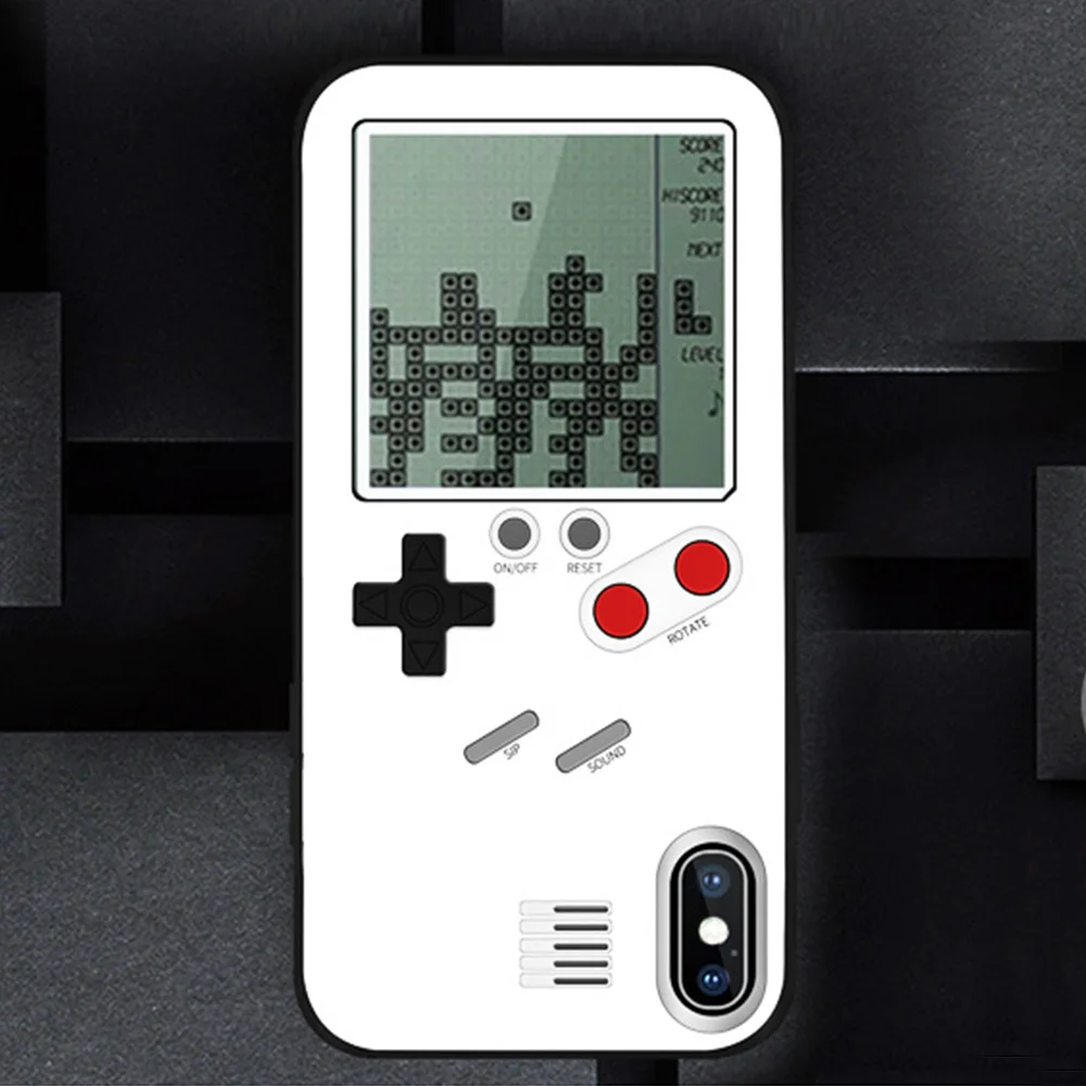 Game Case Tetris Phone Cases for iPhone X Shell TPU Silicone Protective Cover Retro Gameboy for iPhone X Case With Holder