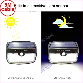 

48 LED 900lm Solar indoor Light PIR motion radar smart led Motion Sensor Wall Lig to 5M cable street wall outdoor light for