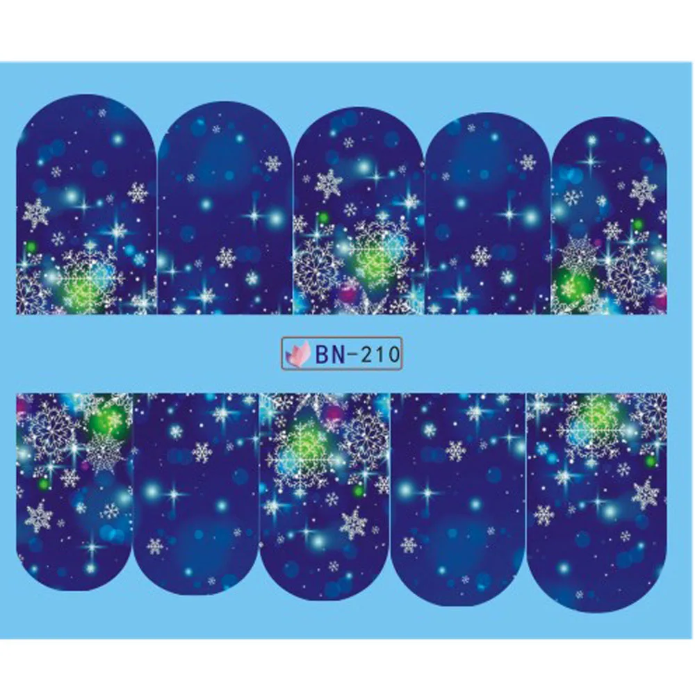 1 шт. водяные наклейки для ногтей искусство переводные наклейки белые блестящие снежинки цветок Маникюр трафарет слайдеры инструменты для украшения JID068 - Цвет: BN210