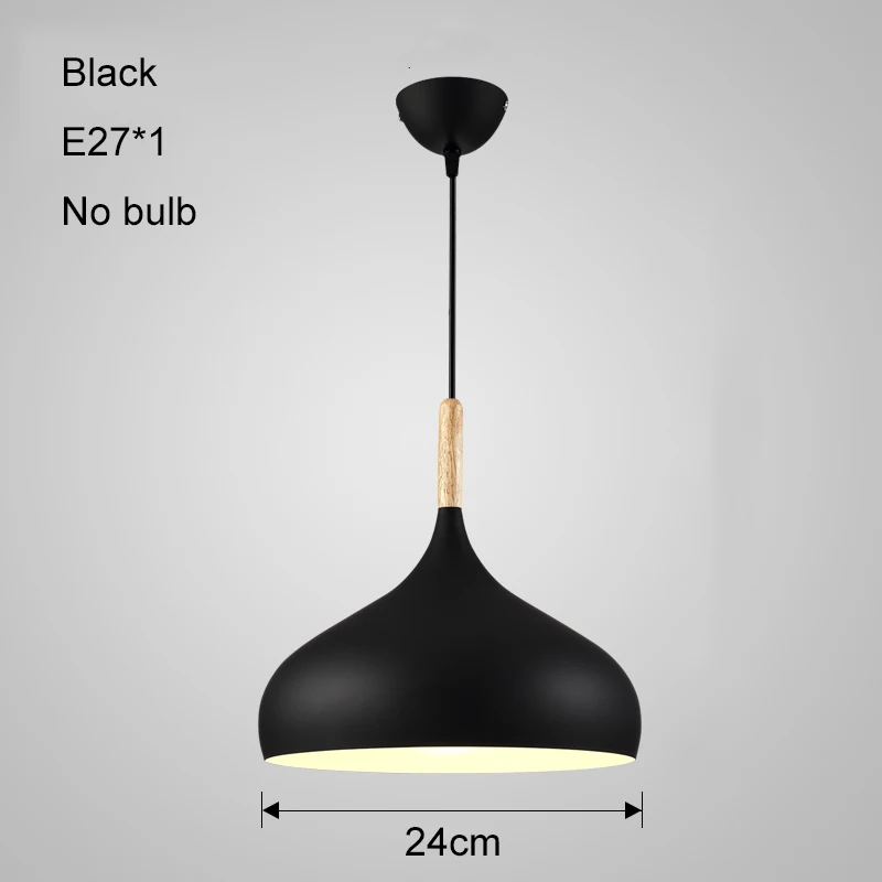 Скандинавский светодиодный подвесной светильник s современный деревянный промышленный светильник алюминиевый подвесной светильник для столовой спальни гостиной Светильник E27 - Цвет корпуса: Black no bulb