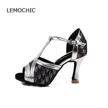 Lemochic Arena классической латыни Сумба ча-ча коснитесь обувь двойного действия кружева котенка Удобная подходит для лета танцевальная обувь