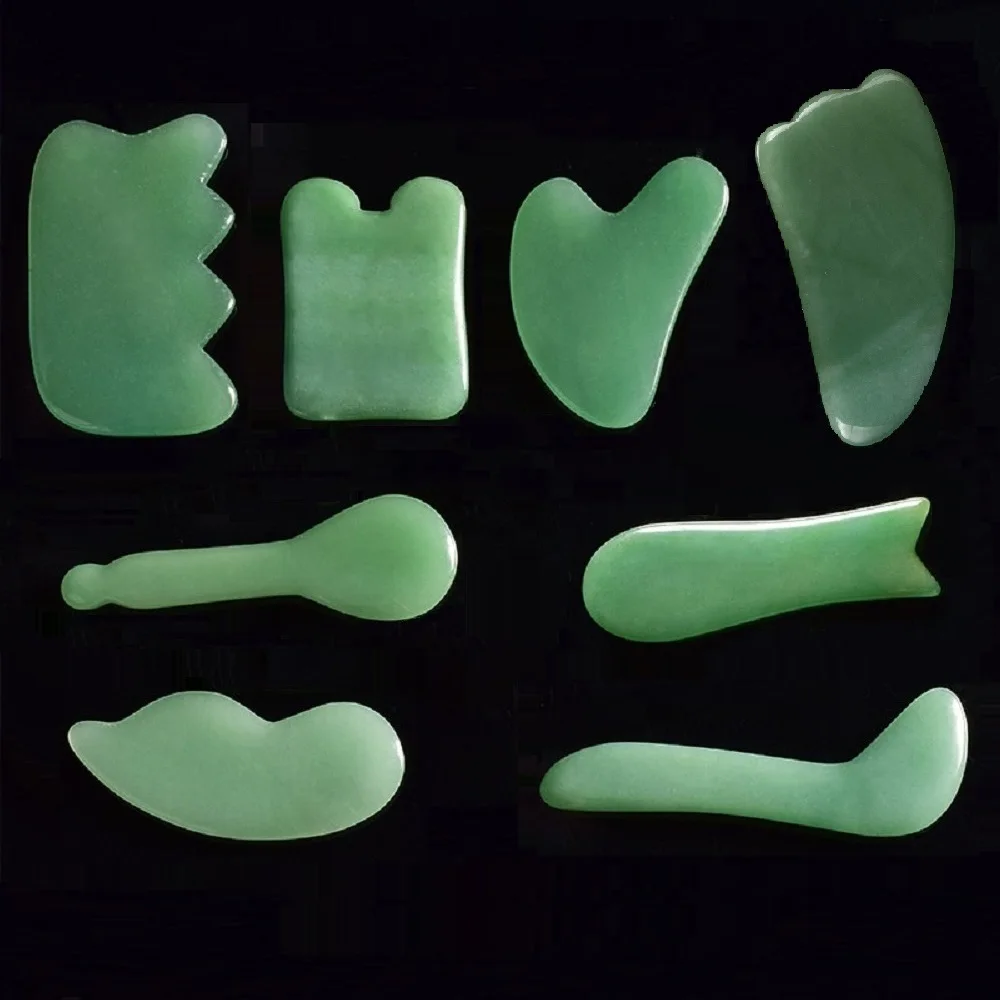 

Natural Aventurine Jade Scraping Board Massager Body Face Relaxation Jade Roller Guasha Kit Massage Guasha Tool