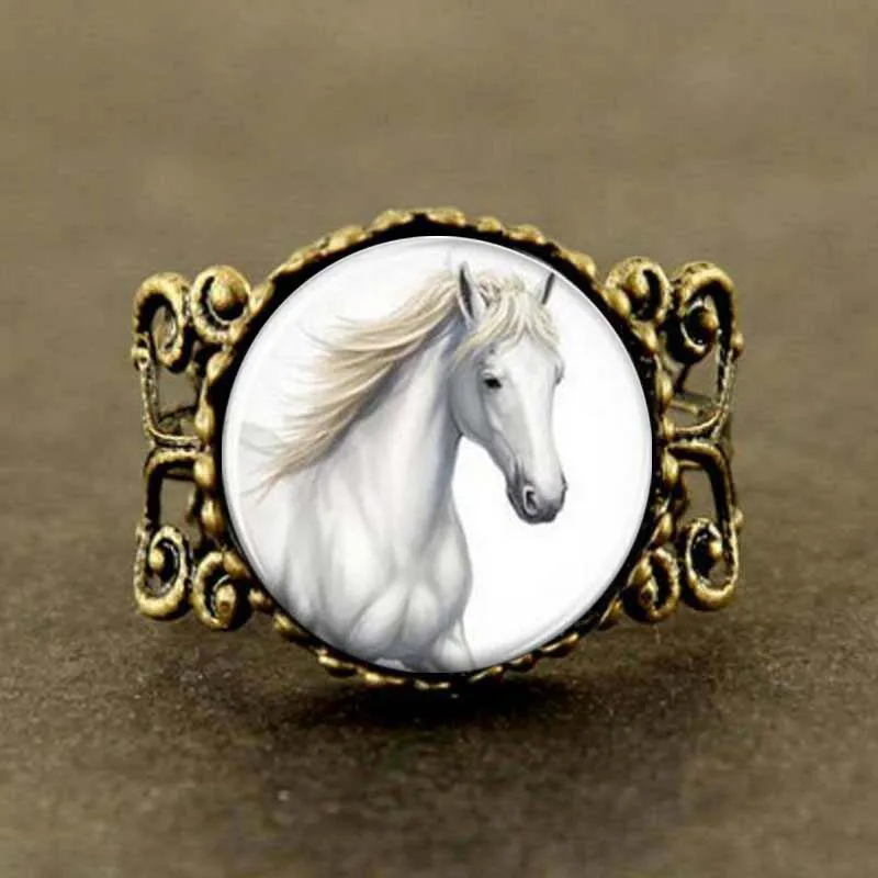 Кольцо в стиле стимпанк с лошадью ювелирные изделия кольцо со стеклянным куполом