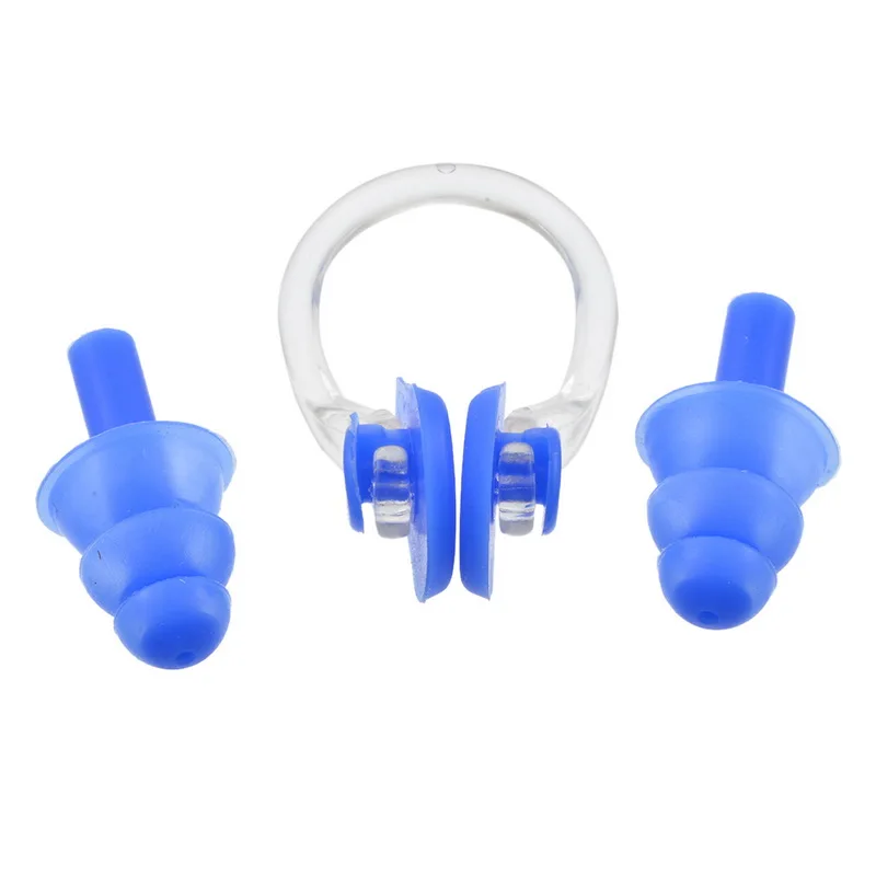 Soft Silicone Swimming Nose Clips& 2 Ear Plugs Earplugs Gear Waterproof Swim Set Surf Diving Piscina Accessories Water Sports