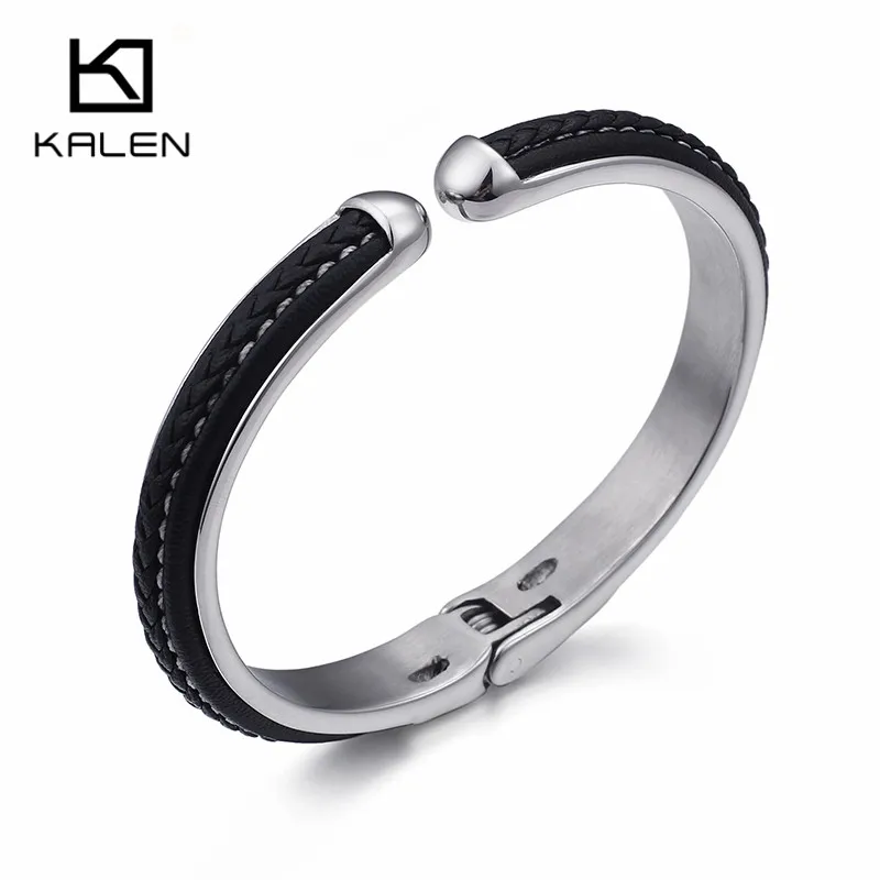 KALEN High Polished Stainless Steel Opening Cuff Bangles For Men