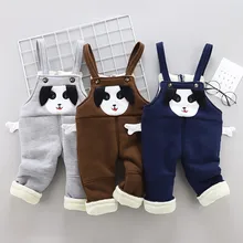 Цельнокроеный комбинезон Комбинезоны для детей с объемным принтом собаки из мультфильма для маленьких девочек и мальчиков, плотный теплый комбинезон с рисунком собаки, штаны