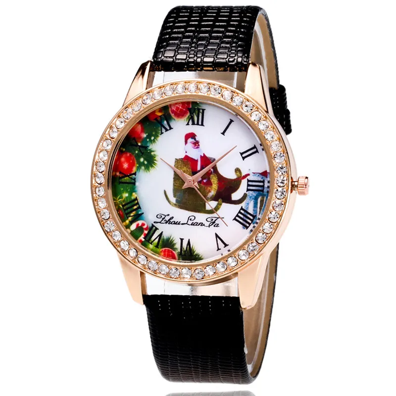 2018 Christmas Old men Pattern Watches Women Clock Rhinestone Dial