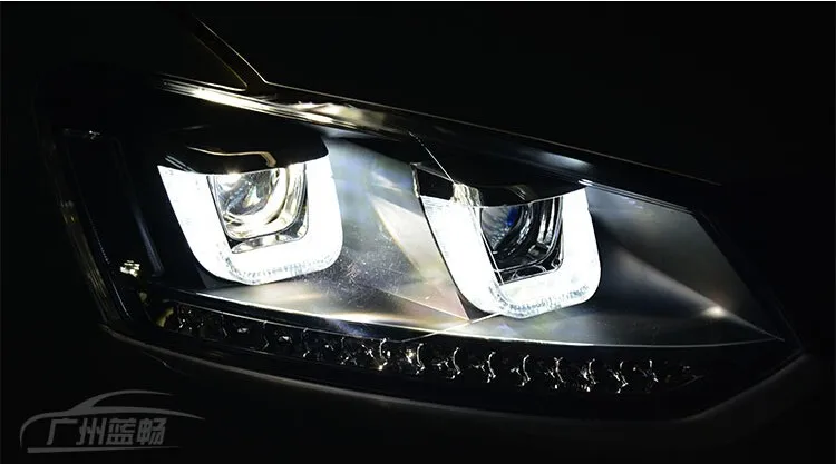 Для VW polo фары U angel eyes 2011- для VW polo Bi-xenon двойной объектив HID комплект автомобиля Стайлинг Головной фонарь дизайн led drl