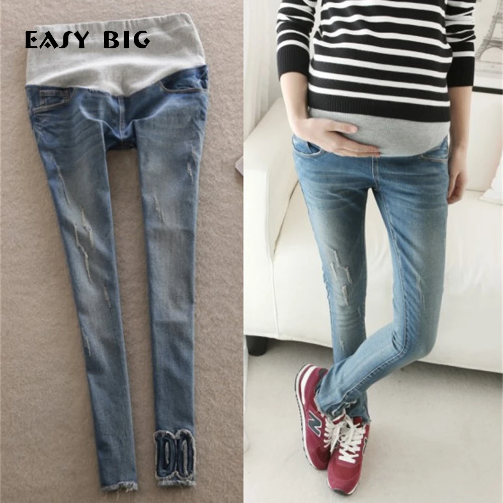 

EASY BIG Spring Autumn Women Maternity Jeans Pants For Pregnant Nursing Jeans Skinny Maternity Trousers For Pregnancy MC0014