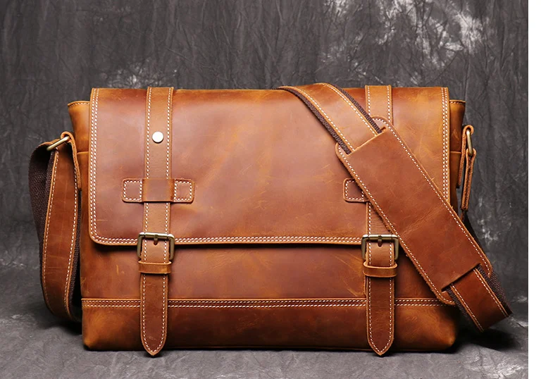 Crazy Horse Мужские портфели из натуральной кожи через плечо, вместительные деловые сумки для путешествий, сумки для ноутбуков D840 - Color: brown