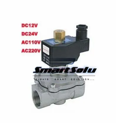 

Free Shipping 1/2'' Normally Open 2 Way Stainless Steel VITON Solenoid Valve DC12V DC24V,AC110V or AC220V