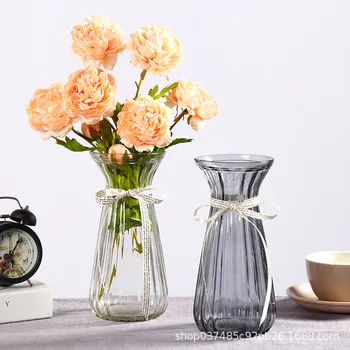 

Glass vase Transparent waist section Flower dried flower arrangement water culture vase European home living room decoration dec