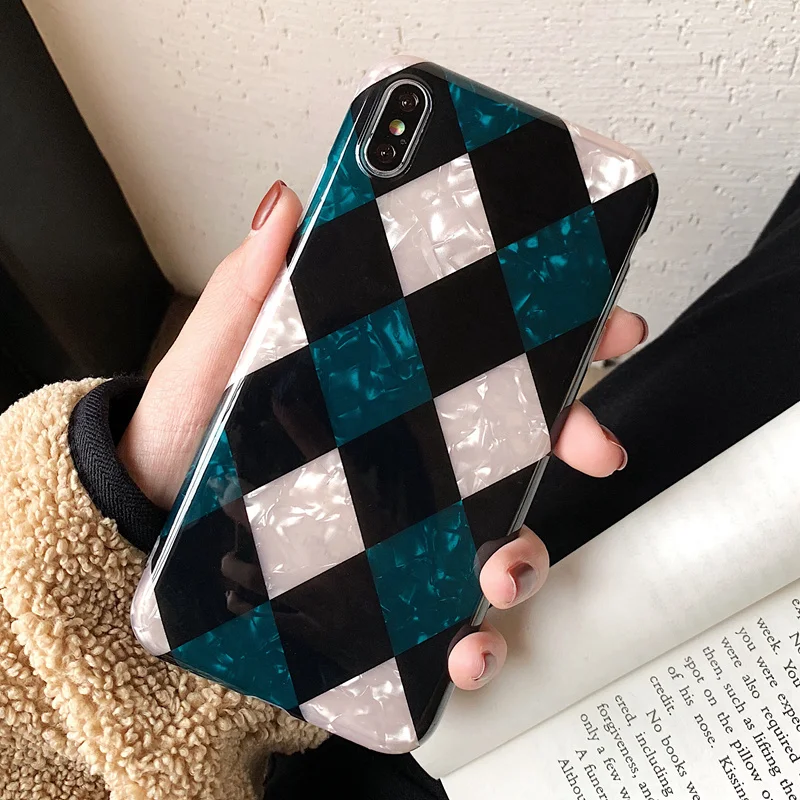 

TPU Silicone Case for iPhone 7 Plus 8 6 6S Plus Vintage Rhombic Pattern Phone Case for iPhone X XS MAX XR XS Soft Back Cover