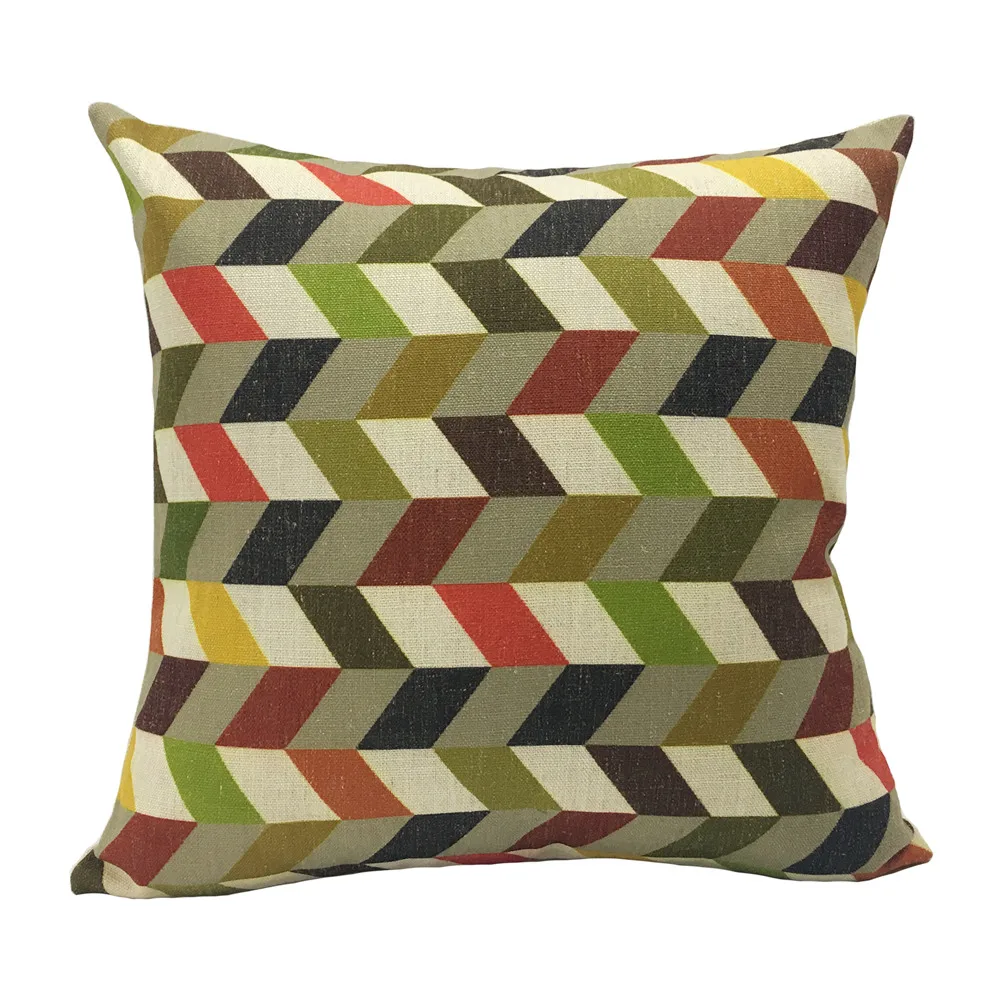 Modern Geometric Digital Print Pillow Case Multi color Polyester Decorative Square Linen Cushion ...