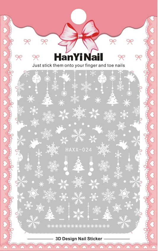 HX023-037, новинка, самоклеющиеся наклейки для ногтей, наклейки для ногтей, снежинка, зима, Рождество, маникюрные наклейки - Цвет: HAXX024