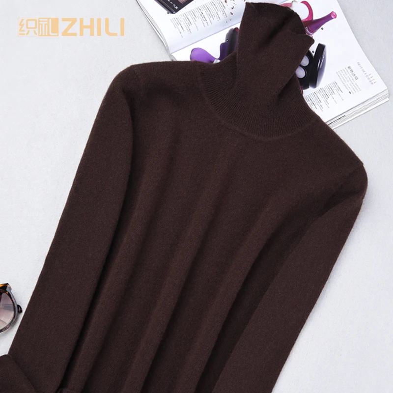 

Hot Sales New style women's High collar Solid Color cashmere Sweater Hemp flowers Knitwear Pullovers High Quality Free Shipping