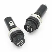 10pcs/lot 5*20mm glass fuse holders 5×20 black insurance tube socket fuse holder for 5*20 insurance Panel Mount Fuse Holder