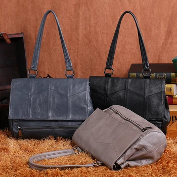 

Genuine Leather Simple Ladies Bucket Bag Set Luxury Brand Designer Female Shoulder Bags Big Casual Bags Female Messenger Bags