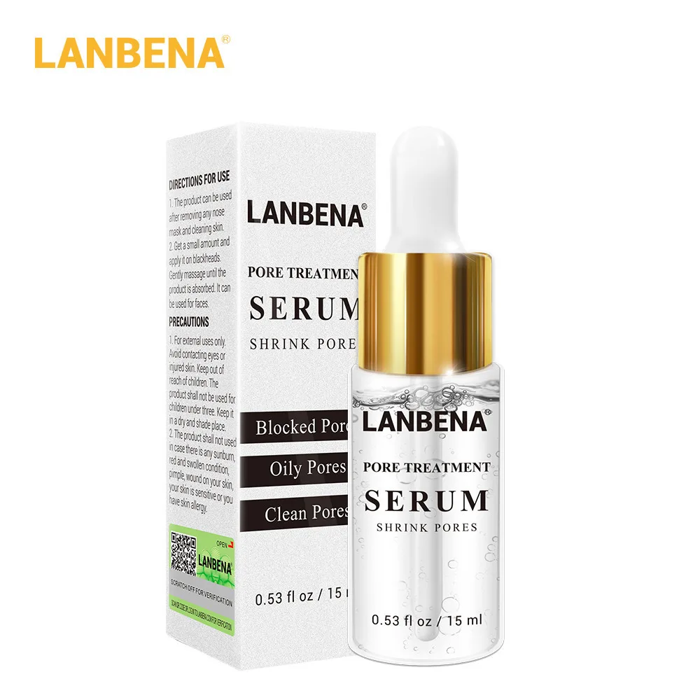 Сыворотка для лечения пор LANBENA, гиалуроновая кислота, сыворотка для удаления черных точек, увлажняющая, уход за кожей, восстановление и отбеливание Winkles - NET WT: Pore Treatment