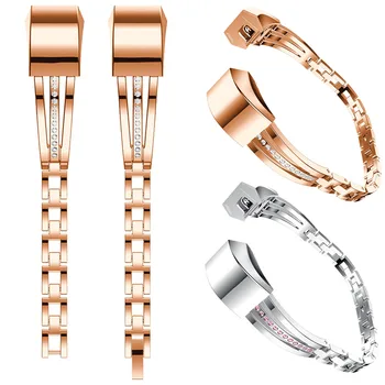 

For Fitbit Alta / Alta HR Stainless Steel Band Strap Adjustable Replacement Metal Watch Strap Wristband Luxury Crystal Bracelet