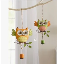 Free shipping.Home & Garden decoration ornament gardening store children’s room decor metal owl wind chimes.Cute owl Campanula