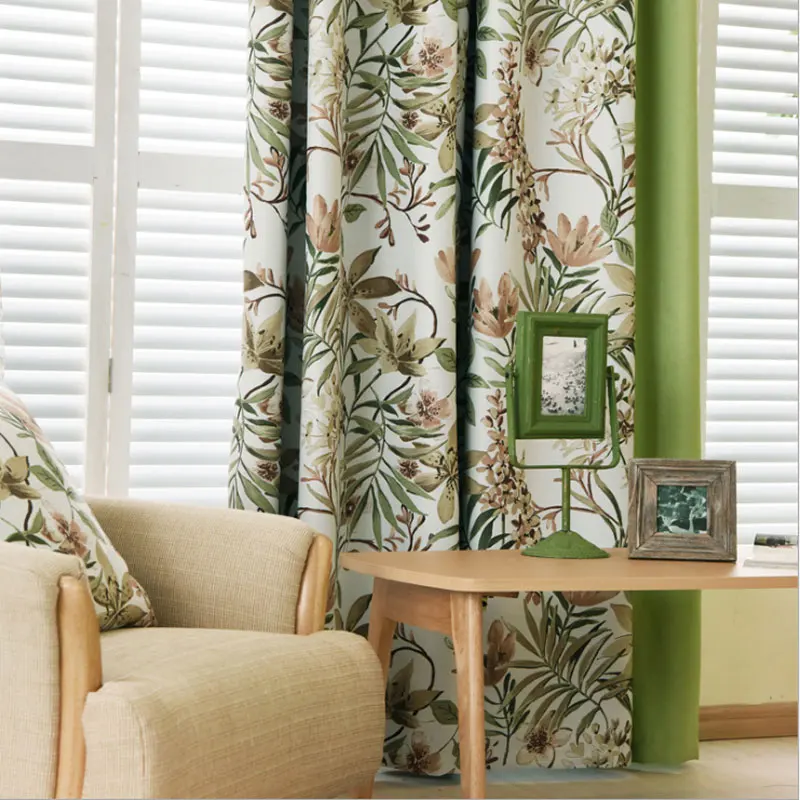 European style Floral Print blackout Curtains for Living Room Bedroom
