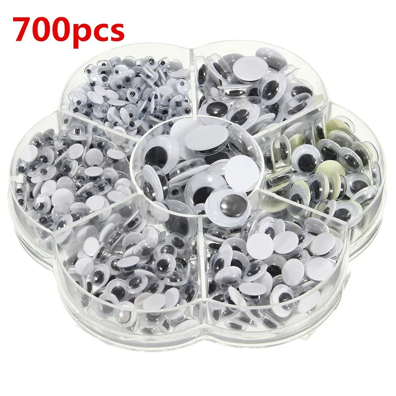 JX-LCLYL 700pcs Round Self-adhesive Wiggly Googly Eyes for Doll Toy Craft DIY Decoration