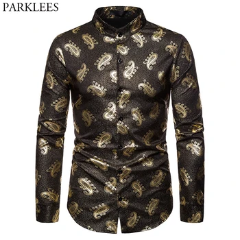 

Men's Luxury Design Paisley Dress Shirts Long Sleeve Casual Button Down Floral Shirts Party Wedding Banquet Tuxedo Shirt Chemise