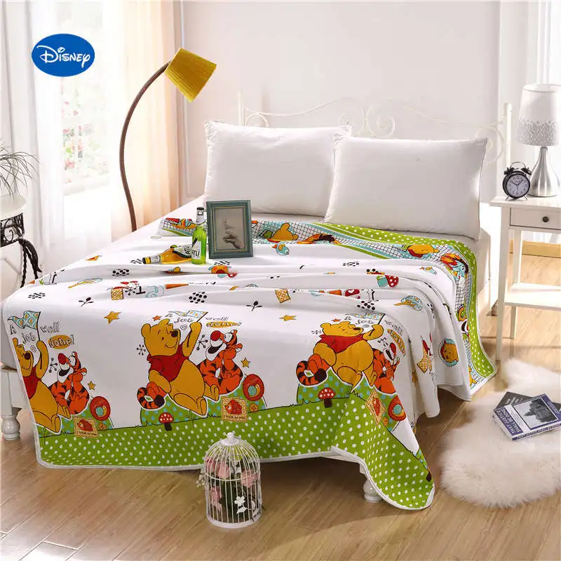 

Green Disney Winnie the Pooh Quilts Summer Comforters Bed Sets Baby Kid Children's Bedroom Bedding Single Twin Full Queen Cotton