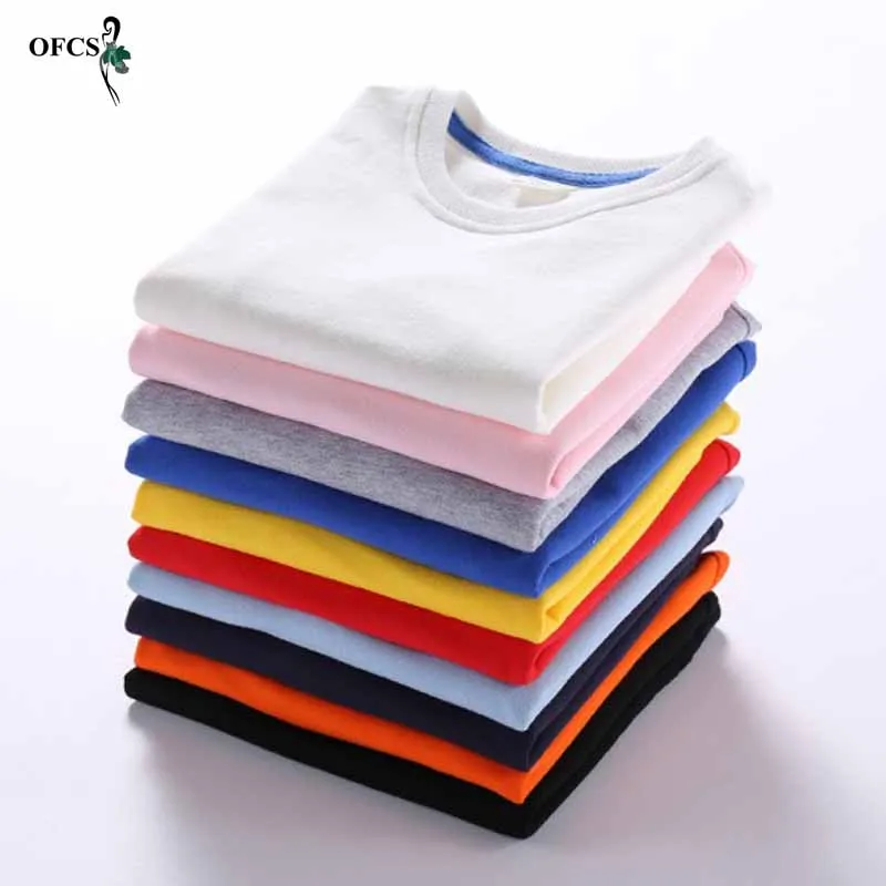 

New Children's Hoodies Sweatshirts Girl Candy Color T shirt Cotton Pullover Sweater Tops Baby Boys Autumn Kids Clothes 2-12 Year