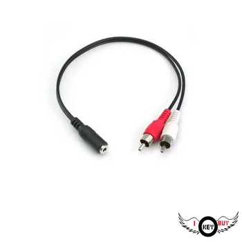 

2PCS 3.5mm Female Turn Double Lotus Male Head Audio Female Head Turn Two AV Male One Minute Two Audio Line 30CM AV Interface