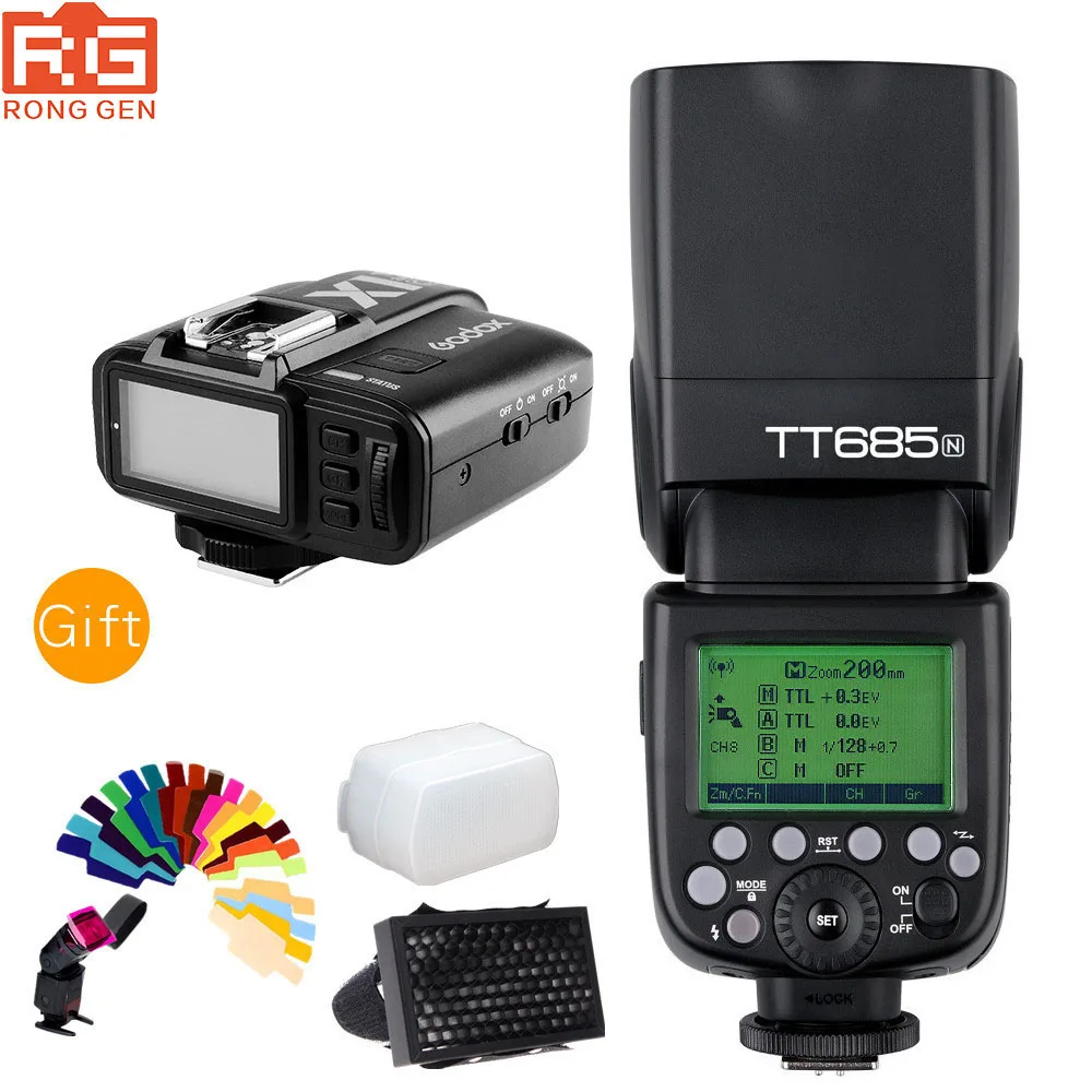 Беспроводная вспышка Godox TT685N 2 4G HSS 1/8000s i-TTL GN60 + триггерный передатчик для Nikon D7100 D5200