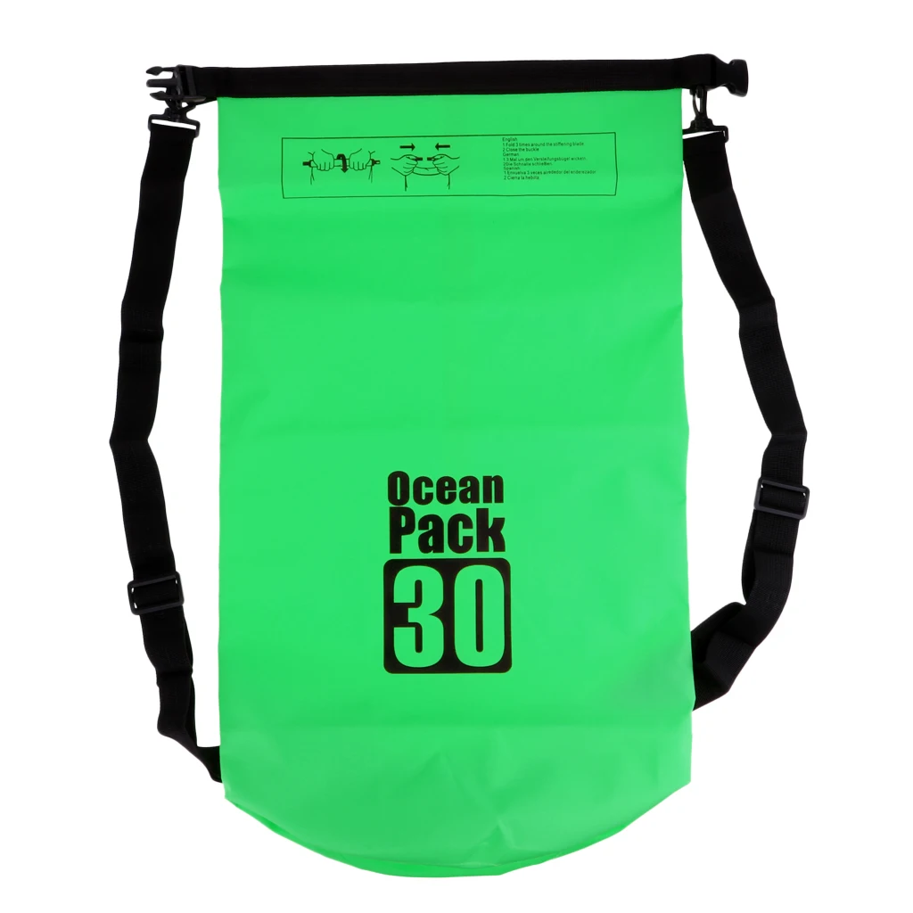 30L Waterproof Dry Bag Roll Top Backpack & Adjustable Shoulder Strap for Kayak Boating Canoeing Rafting Sailing Drifting Fishing