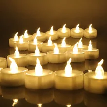 Упаковка из 12 теплых белых мерцающий беспламенный свечей, желтая декоративная светодиодная свеча для украшения ресторана