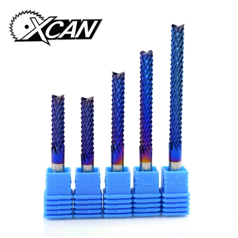 

XCAN 1pc 6mm Shank Tungsten Carbide Corn Milling Cutter Blue Coated 22/25/32/42/52mm PCB Milling Bits End Mill CNC Router Bits
