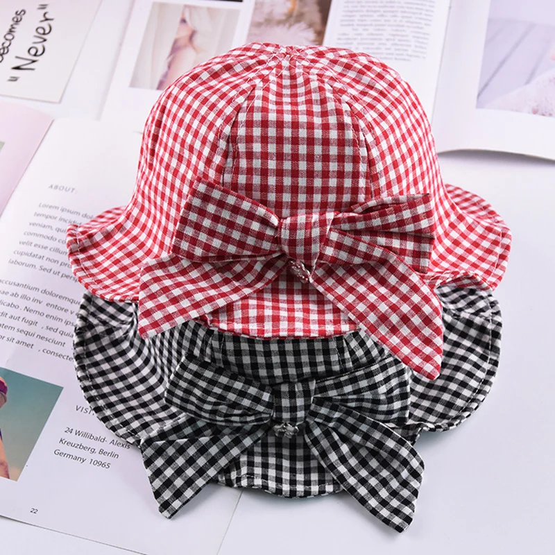 Soft Cotton Bowknot Bucket Princess 3-24 Months Baby Girl Hat Sun Hat Panama Cap