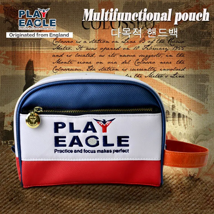 PLAYEAGLE 1 PCS 3D التطريز شعار النساء جولف الحقيبة البسيطة للماء دائم PU الغولف يد مع سستة الرجال حقيبة غولف اكسسوارات