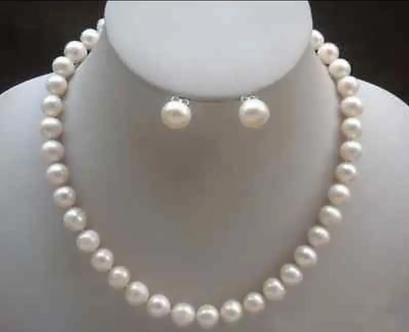 

SHIPPING HOT sell new Style >>>> 17'' 10-11mm Australian south seas white pearl necklace earing set 14K